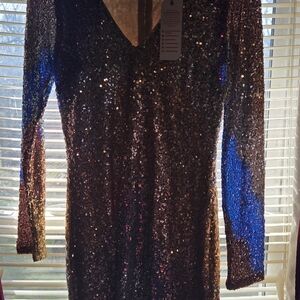 Southern Fried Chics Sequin Long Sleeve Dress